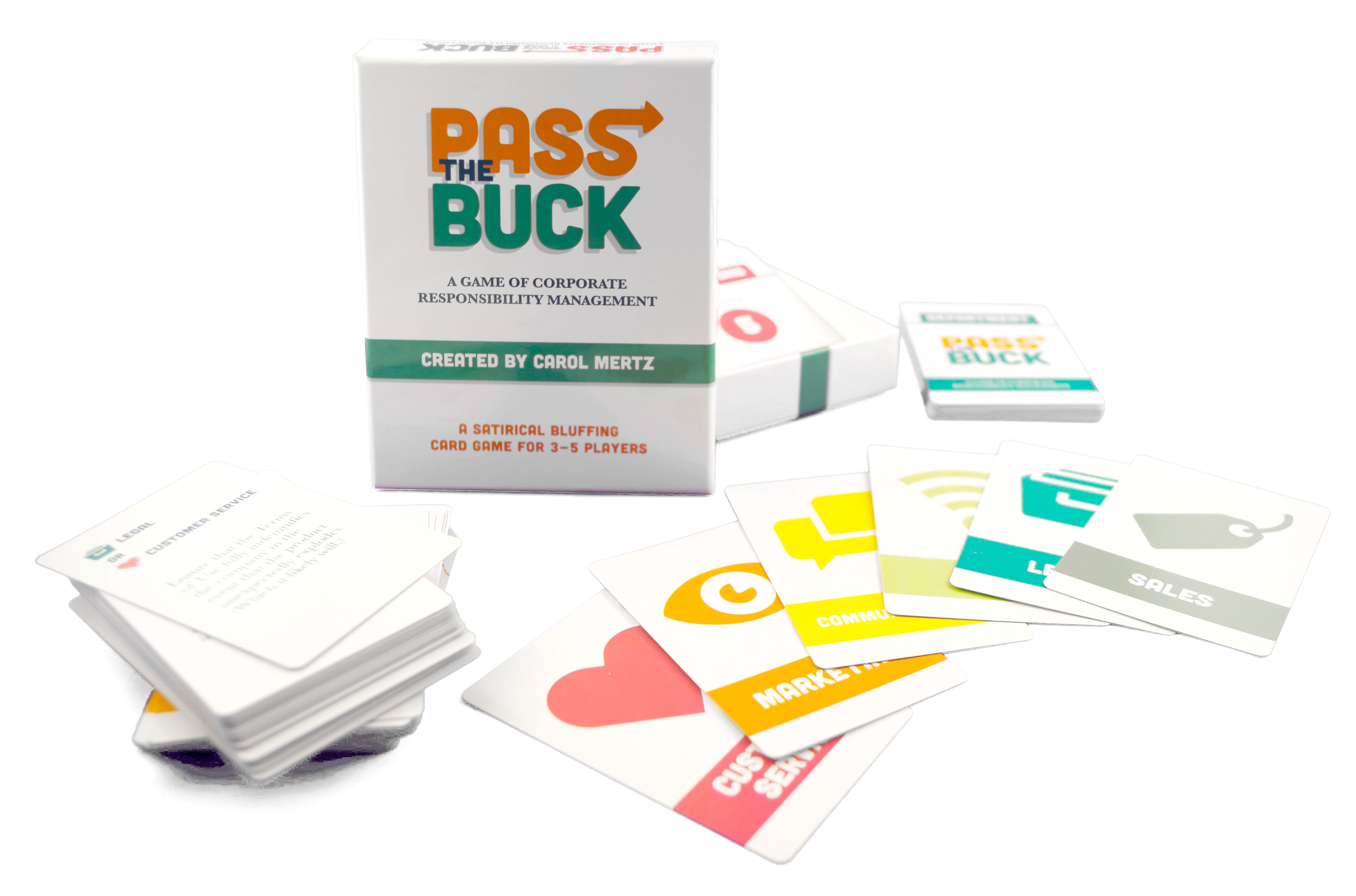 Carol Mertz » “Pass the Buck: A Game of Corporate Responsibility  Management” retail version available from Gather Round Games